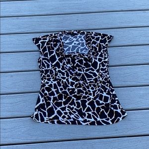 Worthington low cut ruffled neck shirt